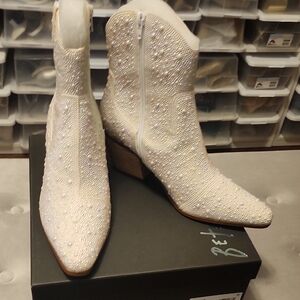 Betsey Johnson Pearl White Ankle Boots